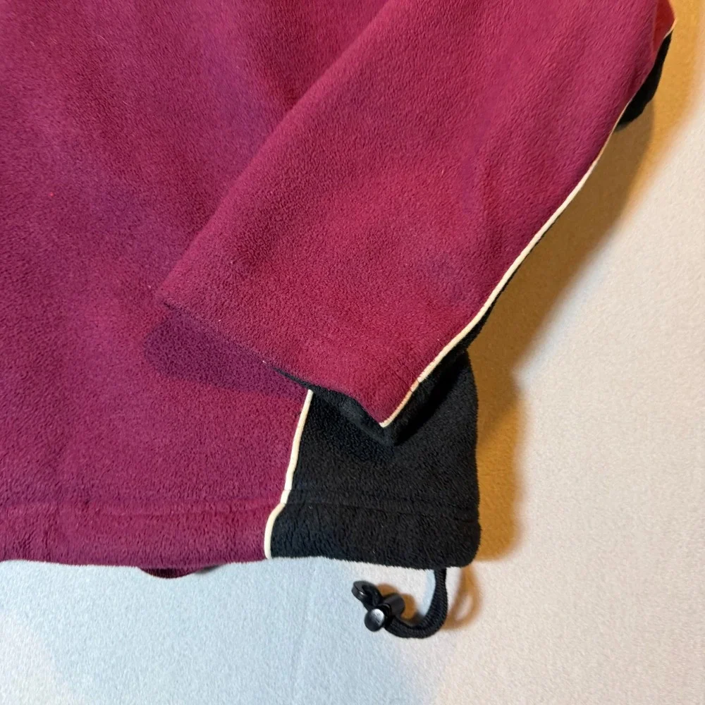 Vintage Adidas Soccer Fleece Jacket Maroon Black Full Zip Mens Large Retro 90s